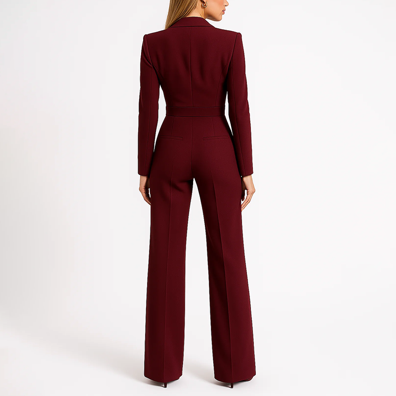 Women’s Formal Wide-Leg Jumpsuit with V-Neckline