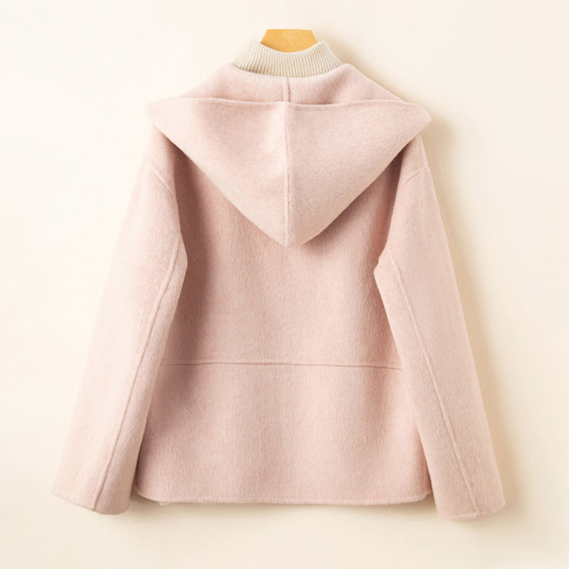 Women’s Wool Hooded Coat with Zip Closure