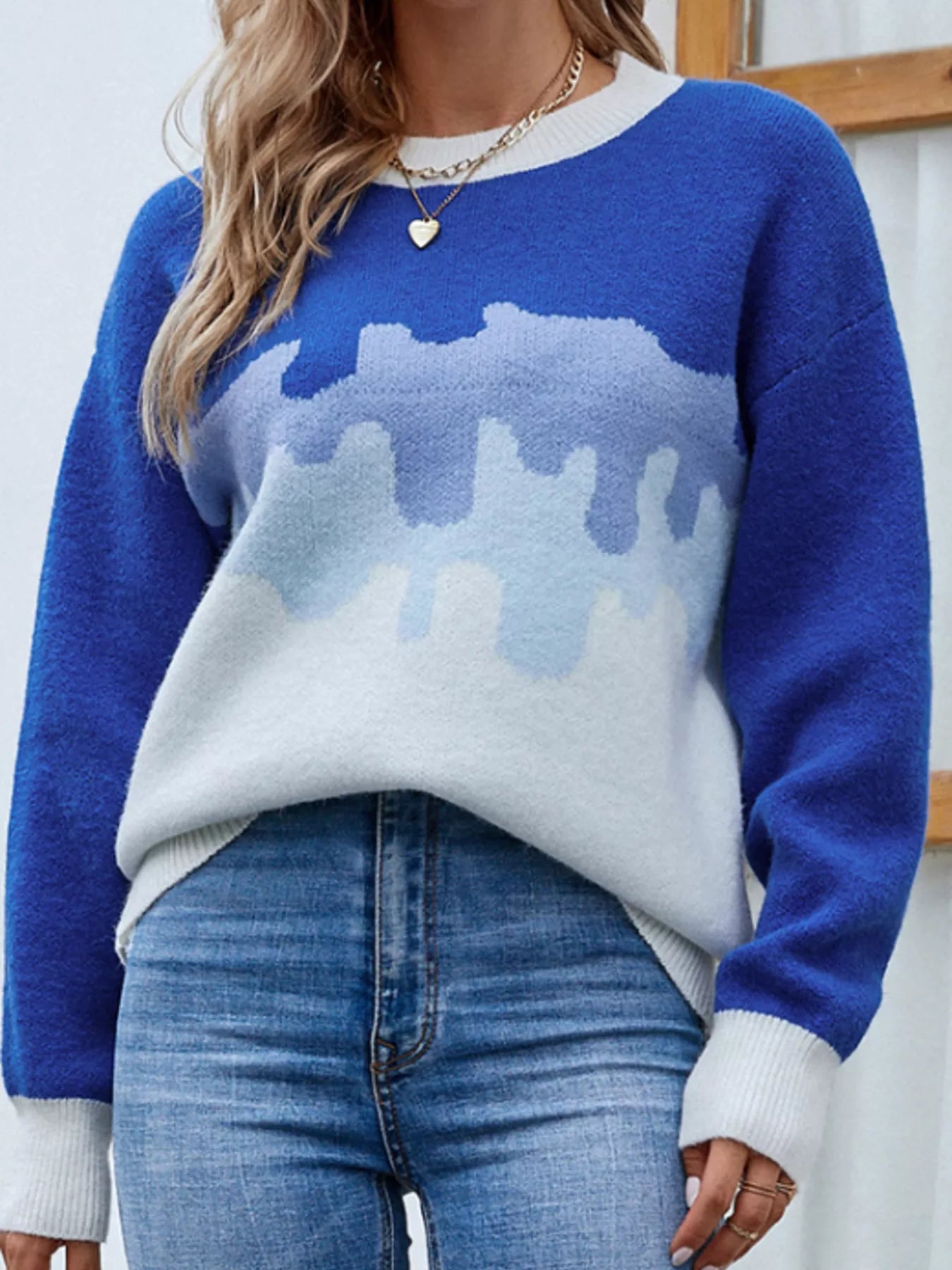 Contrast Round Neck Sweater